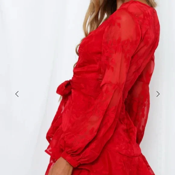 Hello Molly Vibrant Red Long Sleeve Dress - Picture 2 of 9